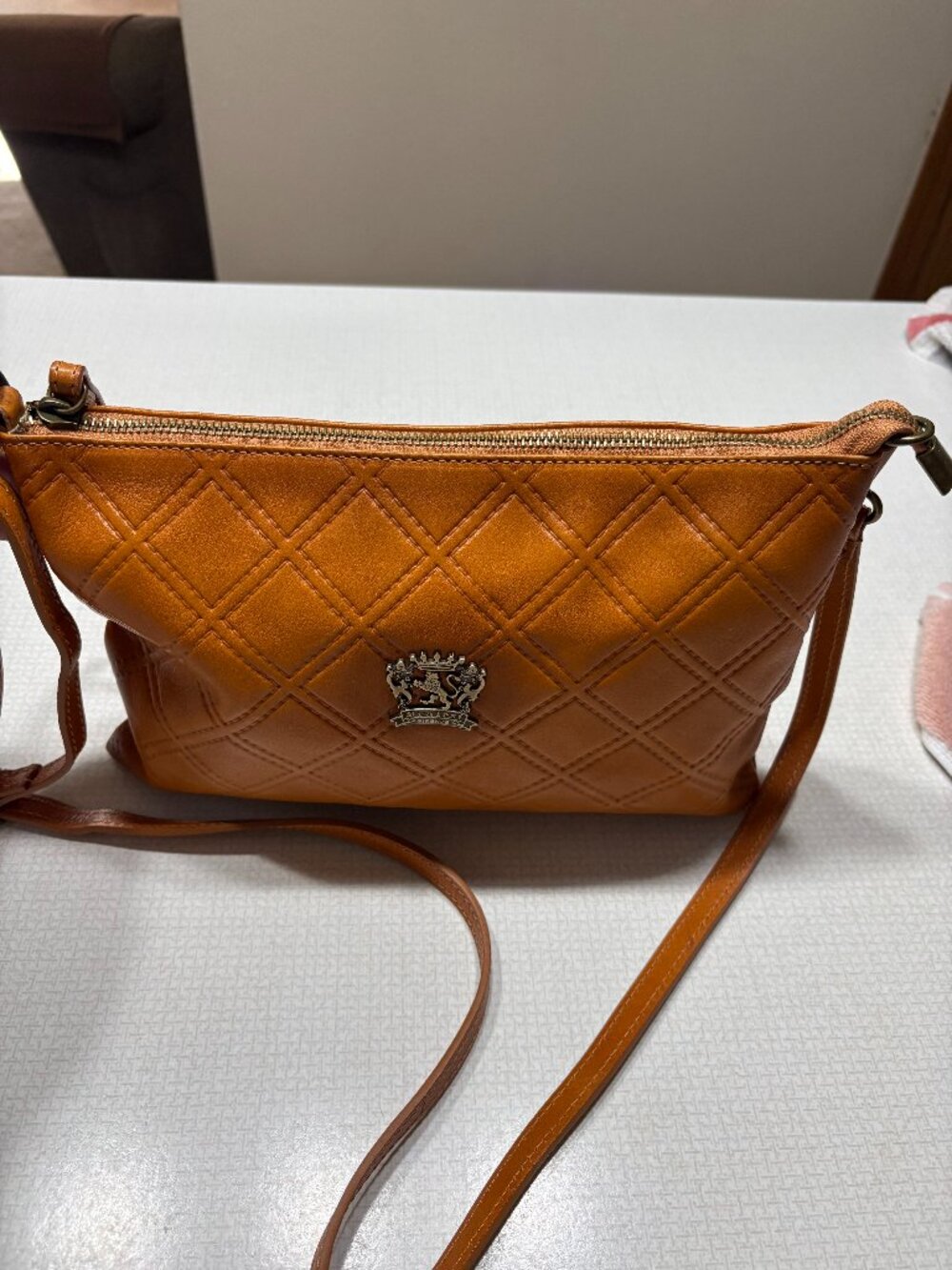 Like New Italian Leather Prutesi Crossbody/Wristlet in a Medium Brown